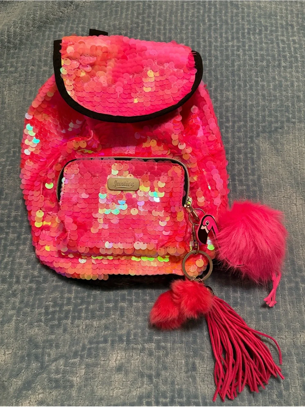 Justice Sequin Kids Backpack - Pink Sparkle like new